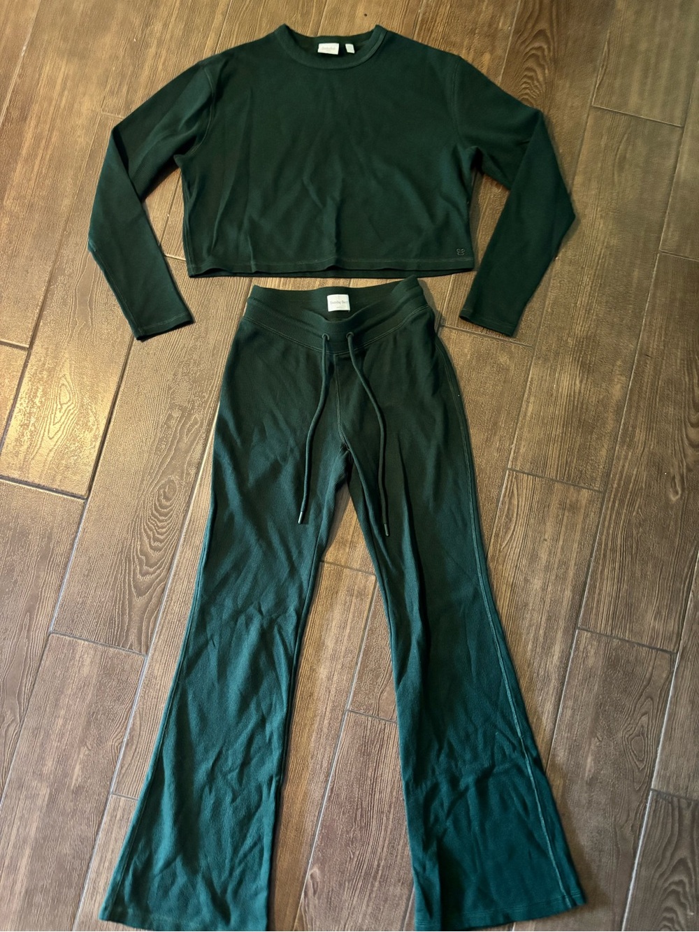 Sunday Best Waffle Knit Flare Pants & Crop Top 2XS